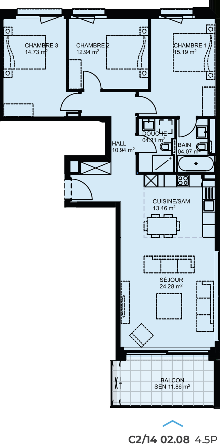 Magnifique appartement de 4.5 pièces avec balcon et vue lac